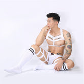 Men’s Sheer Thong & Tight Corset Set – Sexy Lingerie for Men, Available in Black, White, and Red